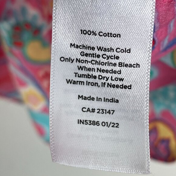 Talbots Plus 3X Vibrant Mod Floral Cotton Button Up Shirt Long Sleeve Blouse - Picture 7 of 12